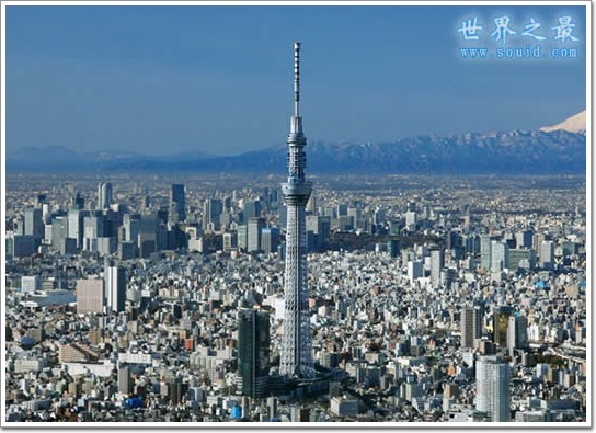 世界上最高的塔，日本東京Skytree(634米) 